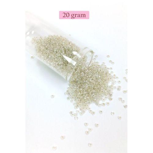 Dökme Cam Kum Boncuk (11/0) 2 mm - 20 Gram -  Şeffaf - BNC034