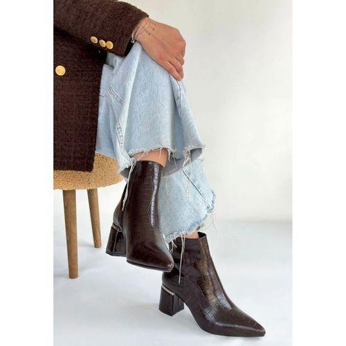 Meça Kahverengi Cilt Topuklu Bot