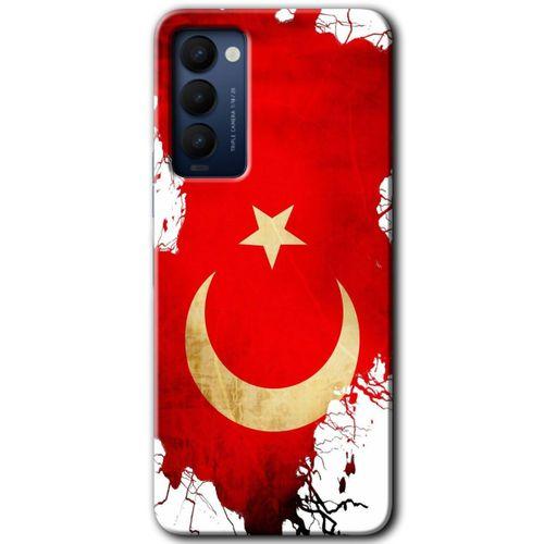 MRCİLETİSİM Tecno Camon 18 Kılıf HD Desen Baskılı Arka Kapak+Temperli Cam - Türkiyem