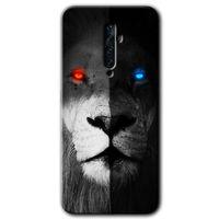 Oppo Reno 2z Kılıf HD Desen Baskılı Arka Kapak + Temperli Cam - Fire and Ice Lion