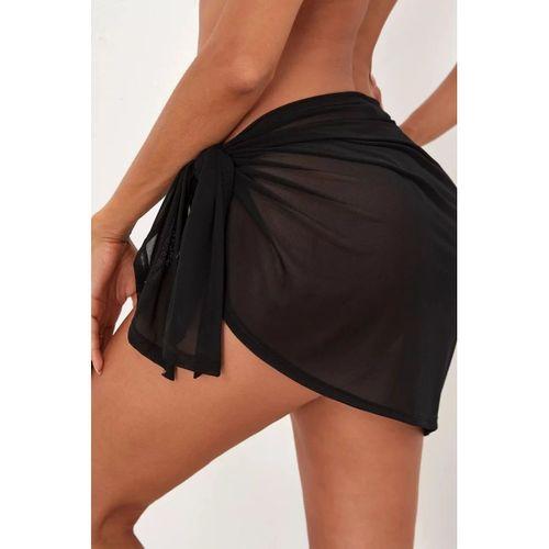 Kadın Siyah Transparan Belden Bağlamalı Pareo