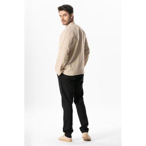 Uzun Kol Hakim Yaka Müslin Yazlık Sweatshirt Bej Bej