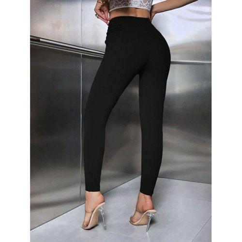 Kadın Yüksek Belli önden Fermuar Ve Nervur Detaylı Dalgıç Tayt