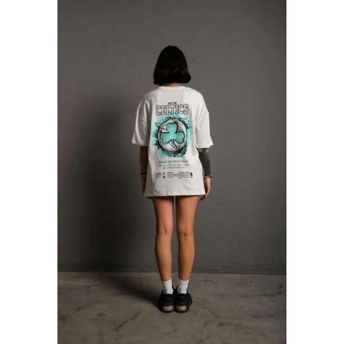 Sırt Baskılı T-shirt - Beyaz