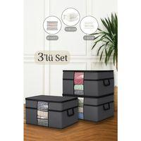 3 Adet Pencereli Yastık Hurcu Antrasit