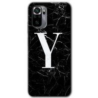 Xiaomi Redmi Note 10s Kılıf Baskılı Arka Kapak - Siyah Mermer Desenli Y Harfi +Tam Ekran Koruyucu