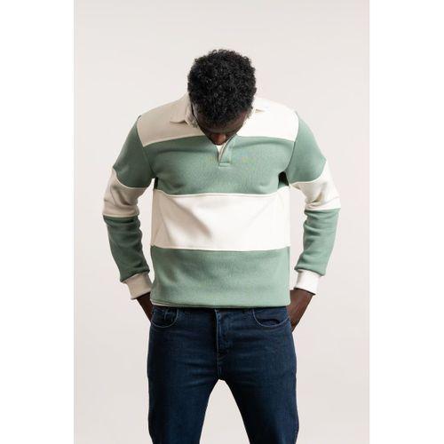 FBI Polo Yaka Kalın Çizgili 3 İplik İçi Şardonlu Slimfit Sweatshirt