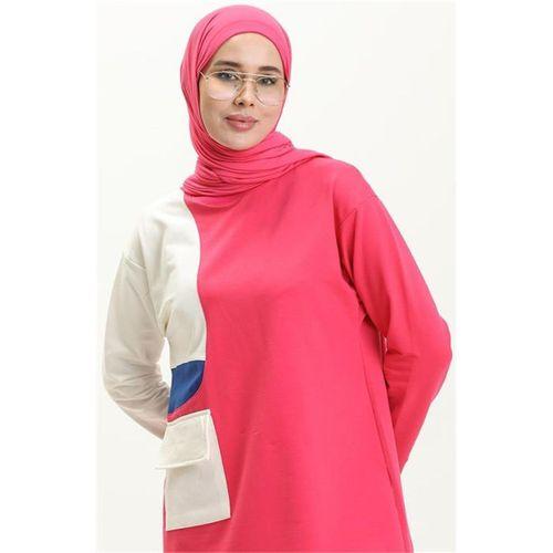 Sıfır Yandan Cep Detaylı Ribanalı İkili Eşofman Spor Takımı - 70086 - Fuşya