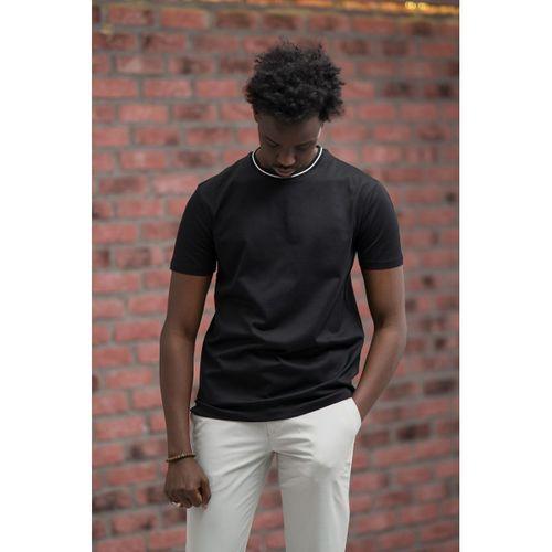 Sıfır Yaka Merserize Pamuklu İnce Kumaş Regular Fit T-Shirt