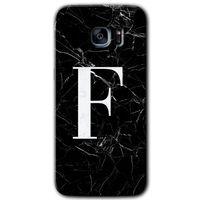 Potkal Hediye Fabrikası Samsung Galaxy S7 Edge Kılıf HD Desen Baskılı Arka Kapak - Siyah Mermer Desenli F Harfi