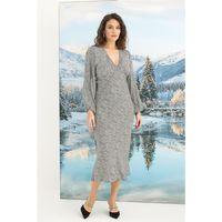 %100 Viskon Desenli Uzun Kollu Saten Elbise