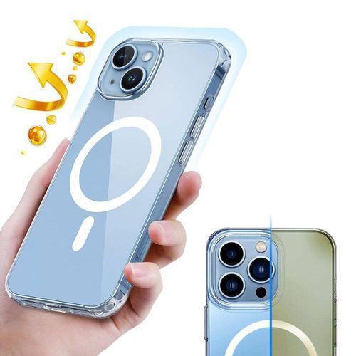 Apple iPhone 15 Kılıf M-safe Şarj Özellikli Şeffaf Sert PC Zore Embos Kapak