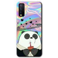 Vivo Y20s Kılıf HD Desen Baskılı Arka Kapak - Milkshake Panda + Kırılmaz Cam