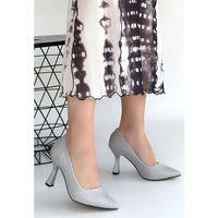 Meyli Gümüş Saten Simli Topuklu Ayakkabı