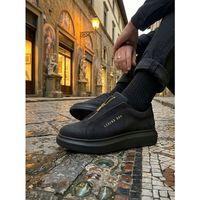 BA0310 BOA Kalın Yüksek Taban Fermuarlı Siyah Siyah Erkek Ayakkabı