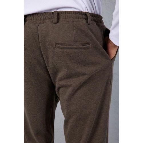 Milos Relax Fit Örme Kaşe Kumaş Fermuarlı Beli Lastikli Jogger Erkek Pantolon - Vizon