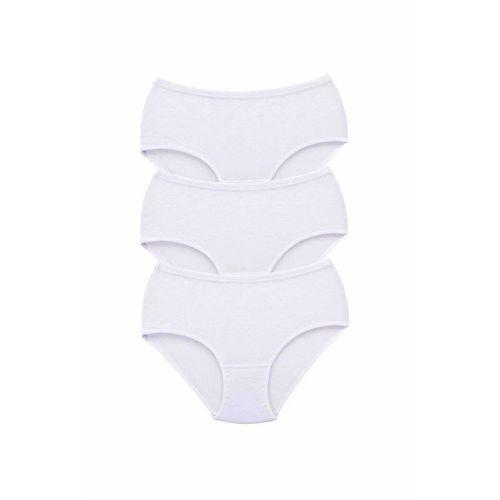 3 Adet Tutku Kadın Yüksek Bel Bato Kalın Lastik Külot Beyaz