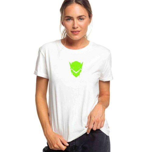 Overwatch Genji Logo Baskılı Beyaz Kadın Tshirt