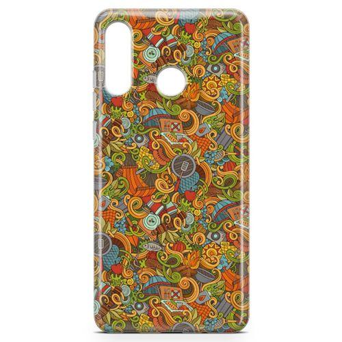 Huawei P30 Lite 2020 Kılıf Doodle Piknik Seti Arka Kapak Koruma Desenli Full Koruyucu