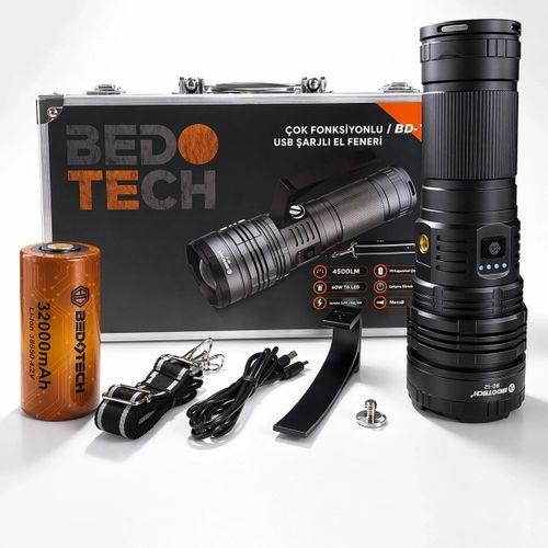 Bedotech Bd-12 60w Tg Led Alüminyum Alaşımlı Zoomlu Type-c  El Feneri