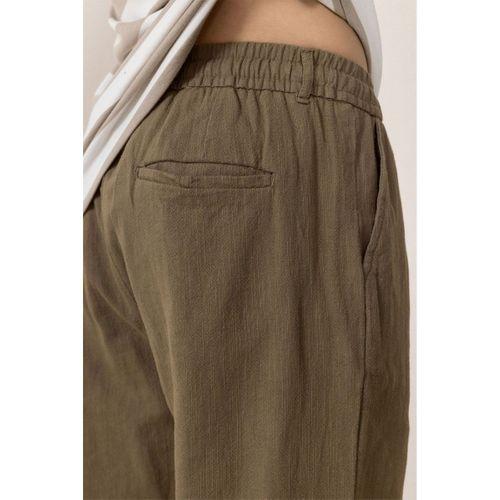 Pamuk Flamli Düz Paça Jogger Erkek Pantolon - Haki