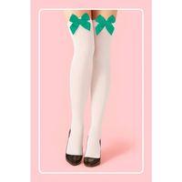 Yeşil Fiyonklu Beyaz Jartiyer Çorabı