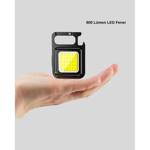 Mini 800 Lümen Led El Feneri – Usb Şarjlı, 3 Kademeli Işık, Şişe Açacaklı Taşınabilir Tasarım