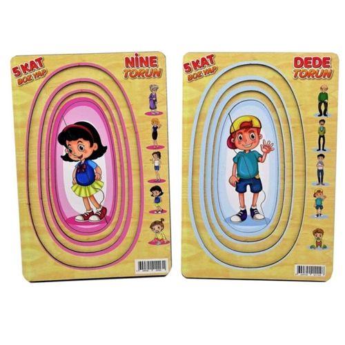 Eğitici Oyuncak 1113-1114  CC, Ahşap Memo Nine-Dede-Torun Yapboz