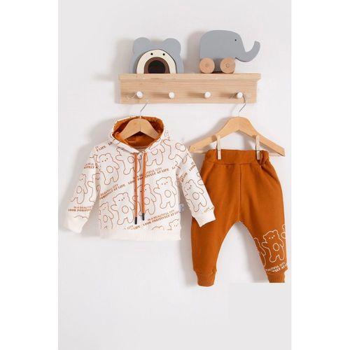 Çapraz Bears Kapüşonlu % 100 Pamuk Erkek Bebek Takımı