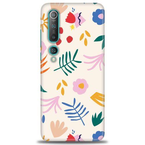 Xiaomi Mi 10 Kılıf HD Baskılı Kılıf - Renkli Yapraklar + Tam Ekran Koruyucu