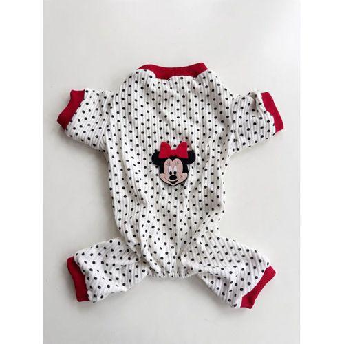 Polka Dot Rouge Minny Kedi Tulumu | Siyah Beyaz Puantiyeli Penye Kedi Pijaması