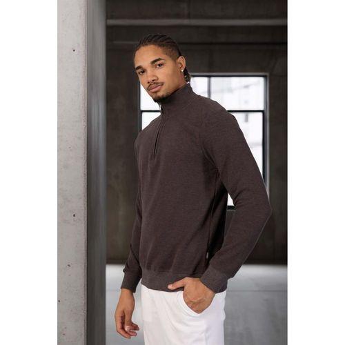 Lars Selanik Örme Kumaş Yarım Fermuar Erkek Sweatshirt - Kahve