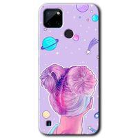MRCİLETİSİM Realme C21 Kılıf HD Desen Baskılı Arka Kapak + Temperli Cam - Uzaylı Kız