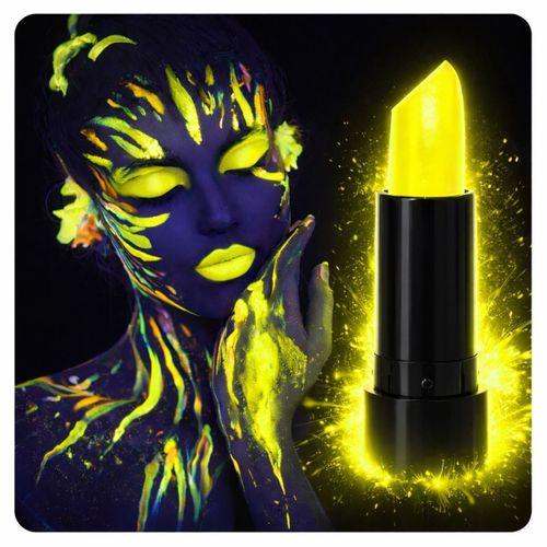 UV Neon Sarı Ruj – Karanlıkta Parlayan Makyaj Boyası