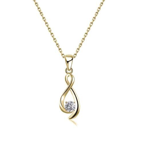 Zirkon Taşlı Sonsuzluk Gümüş Kolye Altın Kaplama