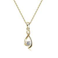 Zirkon Taşlı Sonsuzluk Gümüş Kolye Altın Kaplama