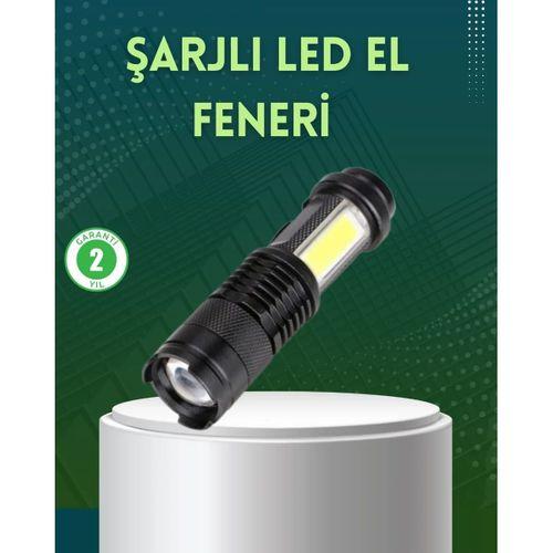 4 Modlu Usb Şarjlı Led El Feneri Kamp Ve Outdoor