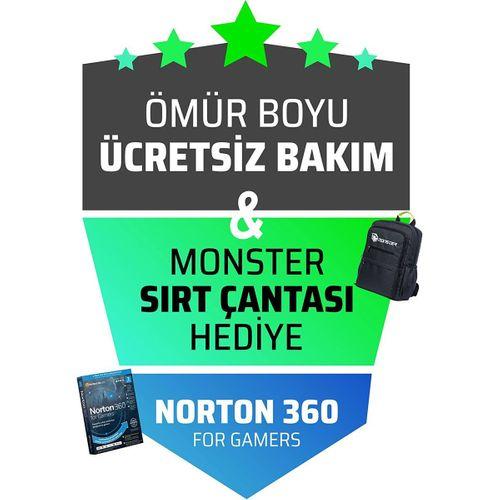 Monster Abra A5 V19.1.5 Intel Core i5 12500H 16GB 500GB SSD GTX1650 Freedos 15.6" FHD 144Hz