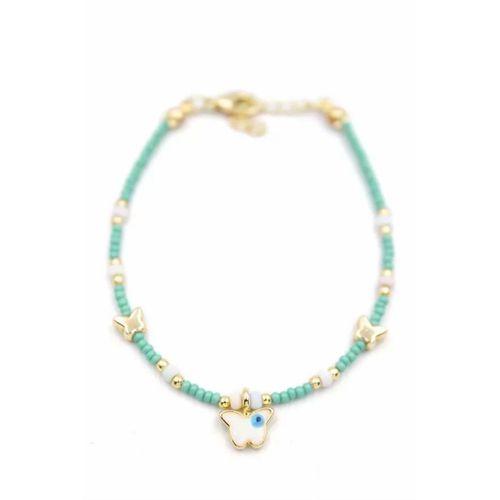 Kelebek Boncuk Bileklik - Açık Yeşil