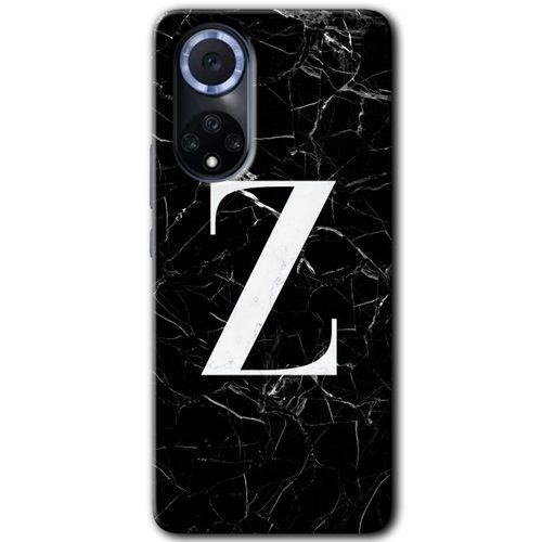 Huawei Nova 9 HD Baskılı Kılıf + 9D Tam Ekran Koruyucu - Siyah Mermer Desenli Z Harfi