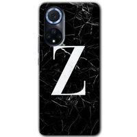 Huawei Nova 9 HD Baskılı Kılıf + 9D Tam Ekran Koruyucu - Siyah Mermer Desenli Z Harfi