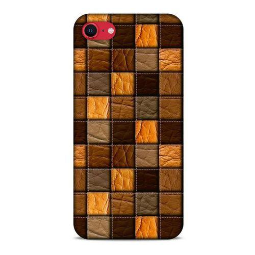 Apple iPhone SE 2020 Kılıf Patchwork (32) Soft Silikon Kılıf Turuncu Kahve