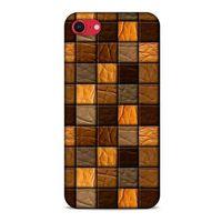 Apple iPhone SE 2020 Kılıf Patchwork (32) Soft Silikon Kılıf Turuncu Kahve