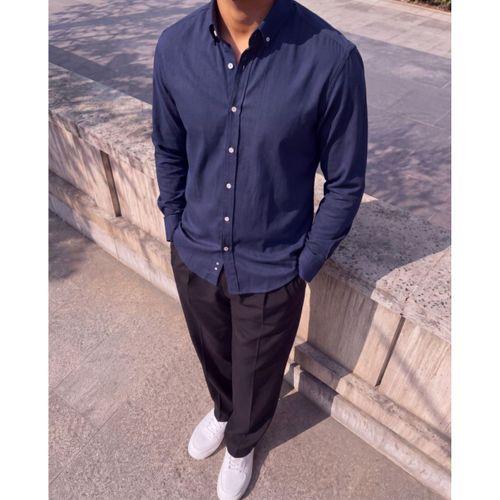 Erkek Standart Kesim Gabardin Kumaş Uzun Kollu Gömlek