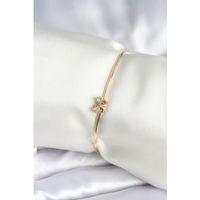 Renkli Kelebek Figür Gold Renk Pirinç Kadın Bileklik