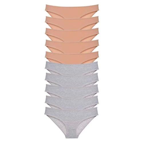 10 Adet Süper Eko Set Likralı Kadın Slip Külot Ten Gri