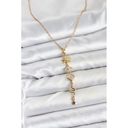 316L Çelik Zincir Gold Renk Güneş ve Enerji Model Kadın Y Kolye