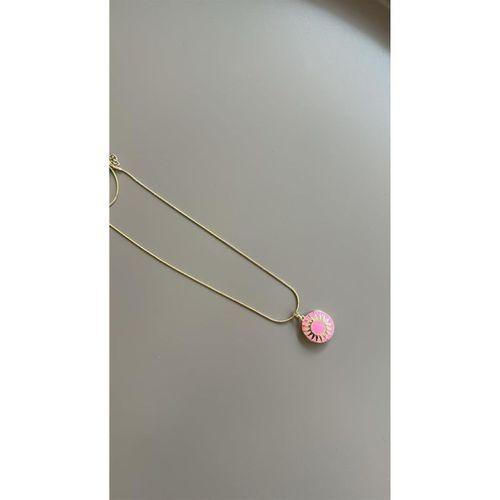 Mineli Kapaklı Kolye - Pembe