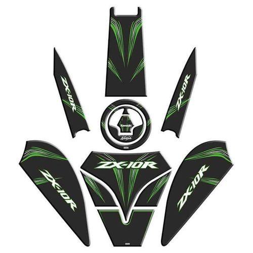 SEVGENT Kawasaki Zx10R Uyumlu Siyah Yeşil Tank Pad Set