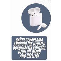 2025 Model Çağrı Cevaplayabilen Bluetooth Kulaklık Beyaz Dokunmatik Kontrol